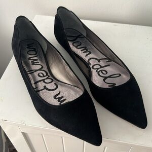 NEW Sam Edelman Sz 8.5M black leather man-made upper flats, leather back ankle